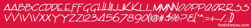 EncinoItalic-Schriftart – Weiße Schriften auf rotem Hintergrund