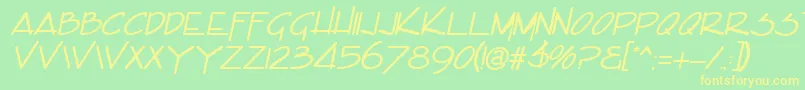 Fonte EncinoItalic – fontes amarelas em um fundo verde