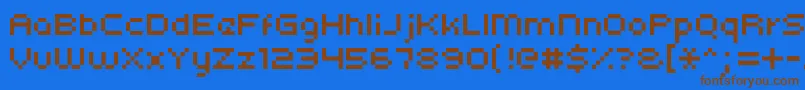 フォントKroeger0553 – 茶色の文字が青い背景にあります。