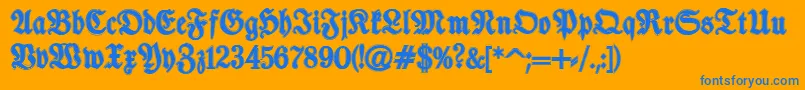 Подробнее о шрифте TypographerfrakturContour Шрифт TypographerfrakturContour – синие шрифты на оранжевом фоне
