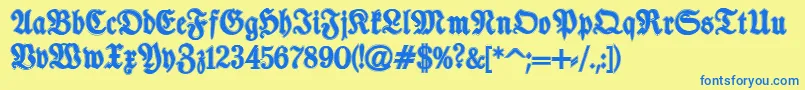 TypographerfrakturContour Font – Blue Fonts on Yellow Background