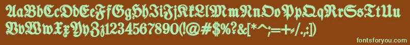 TypographerfrakturContour Font – Green Fonts on Brown Background