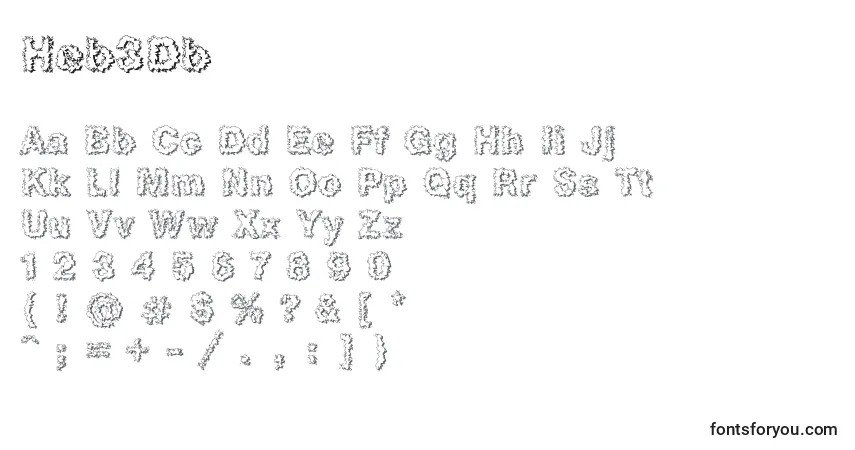 A fonte Heb3Db – alfabeto, números, caracteres especiais