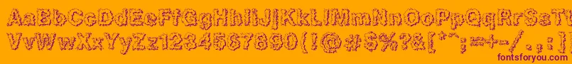 Czcionka Heb3Db – fioletowe czcionki na pomarańczowym tle