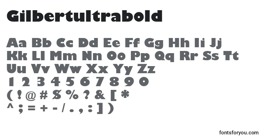 Шрифт Gilbertultrabold – алфавит, цифры, специальные символы