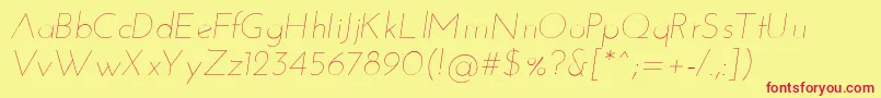 フォントJosefinsansThinitalic – 赤い文字の黄色い背景
