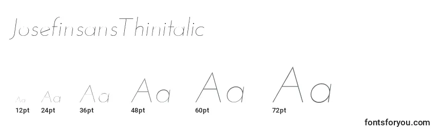 JosefinsansThinitalic Font Sizes