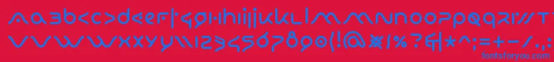 IoConDios-Schriftart – Blaue Schriften auf rotem Hintergrund