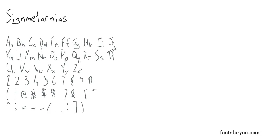 Schriftart Signmetarnias – Alphabet, Zahlen, spezielle Symbole
