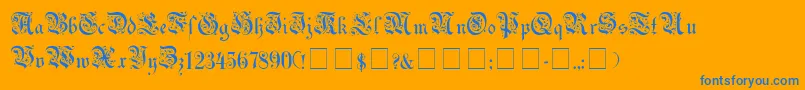 UechiGothicMedium-Schriftart – Blaue Schriften auf orangefarbenem Hintergrund