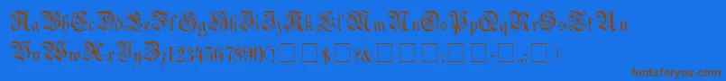 UechiGothicMedium-Schriftart – Braune Schriften auf blauem Hintergrund