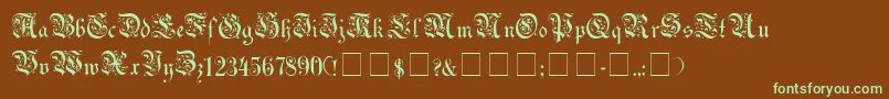 UechiGothicMedium-Schriftart – Grüne Schriften auf braunem Hintergrund