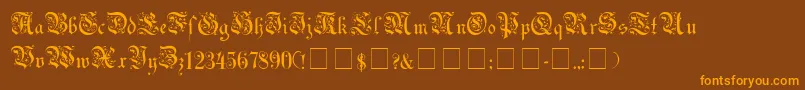 UechiGothicMedium-Schriftart – Orangefarbene Schriften auf braunem Hintergrund