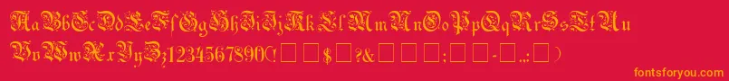 UechiGothicMedium-Schriftart – Orangefarbene Schriften auf rotem Hintergrund