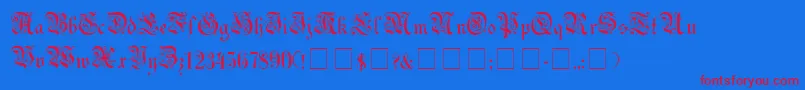 UechiGothicMedium-Schriftart – Rote Schriften auf blauem Hintergrund