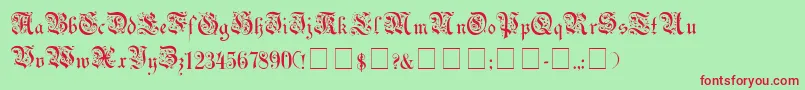 UechiGothicMedium-Schriftart – Rote Schriften auf grünem Hintergrund