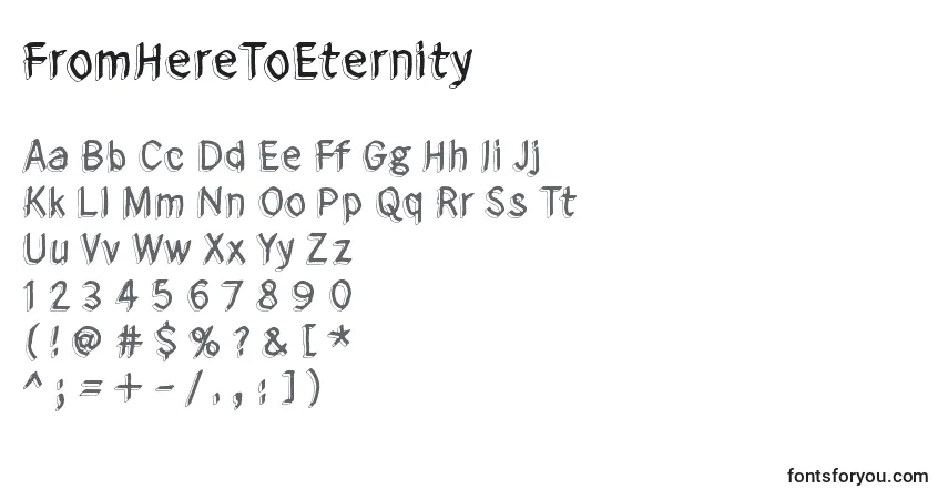 Schriftart FromHereToEternity – Alphabet, Zahlen, spezielle Symbole