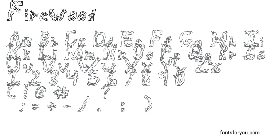 Schriftart Firewood – Alphabet, Zahlen, spezielle Symbole