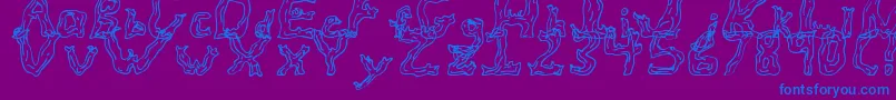 フォントFirewood – 紫色の背景に青い文字