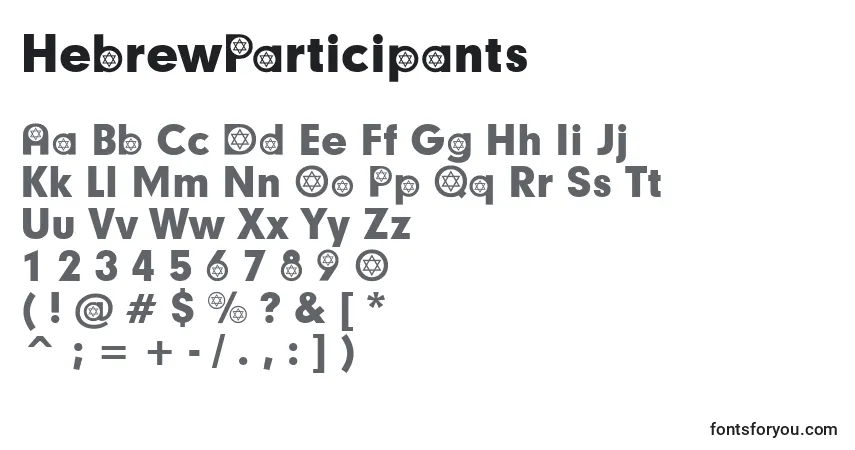 A fonte HebrewParticipants – alfabeto, números, caracteres especiais