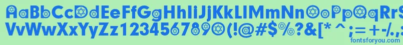 HebrewParticipants-fontti – siniset fontit vihreällä taustalla