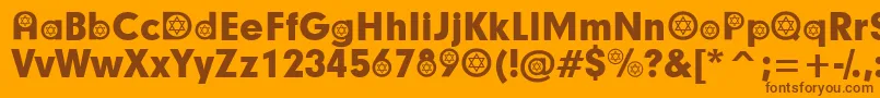 HebrewParticipants-Schriftart – Braune Schriften auf orangefarbenem Hintergrund
