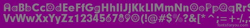 HebrewParticipants-fontti – harmaat kirjasimet violetilla taustalla