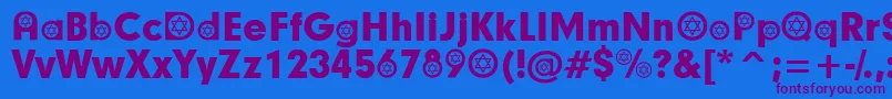 HebrewParticipants-Schriftart – Violette Schriften auf blauem Hintergrund