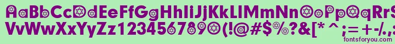 フォントHebrewParticipants – 緑の背景に紫のフォント