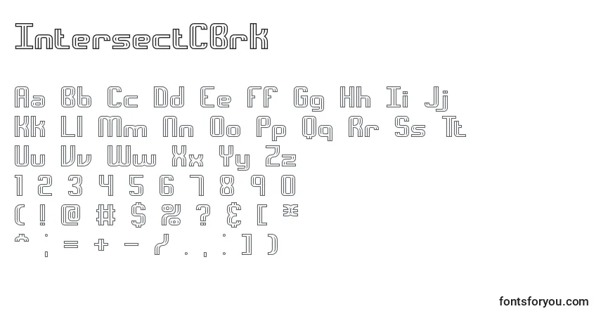 A fonte IntersectCBrk – alfabeto, números, caracteres especiais