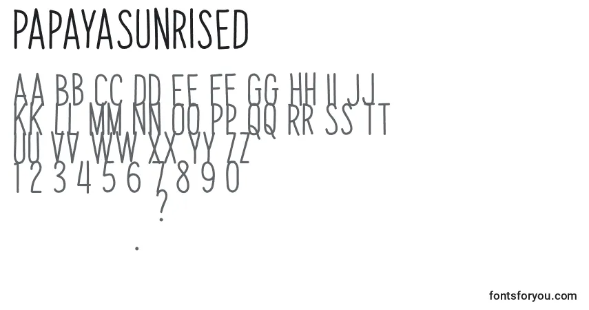 PapayaSunriseD-fontti – aakkoset, numerot, erikoismerkit