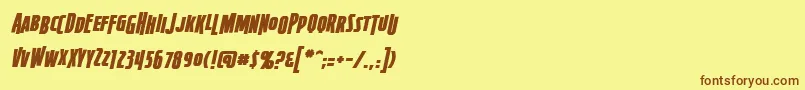 フォントFirepowerbbItal – 茶色の文字が黄色の背景にあります。