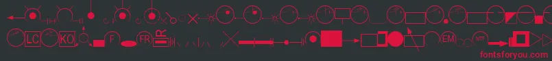 フォントEsriAmfmGas – 黒い背景に赤い文字