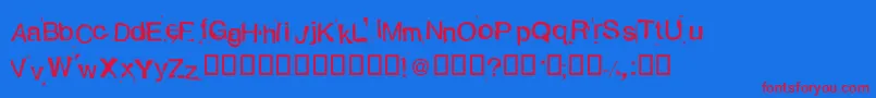 AlexandrasStempelkasten Font – Red Fonts on Blue Background