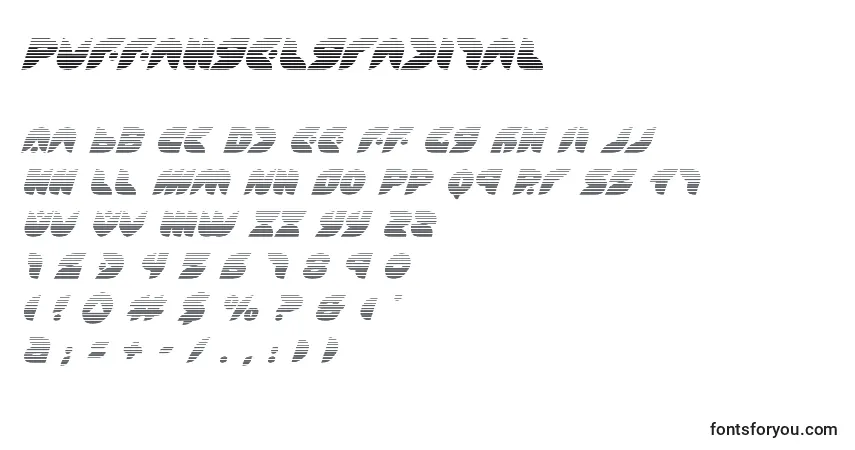 Schriftart Puffangelgradital – Alphabet, Zahlen, spezielle Symbole