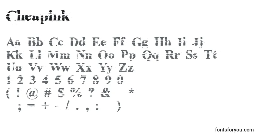 Шрифт Cheapink – алфавит, цифры, специальные символы