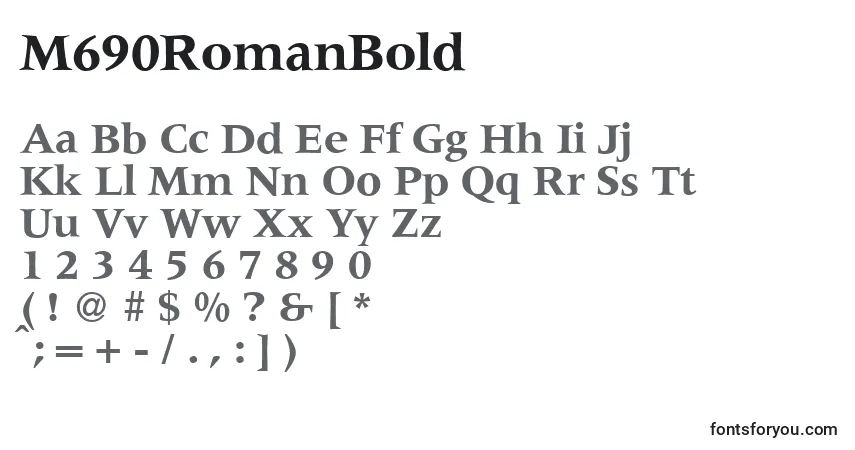 M690RomanBold-fontti – aakkoset, numerot, erikoismerkit