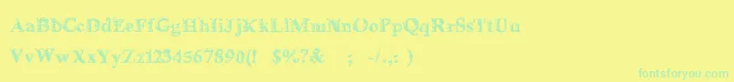 DelorimierRegular Font – Green Fonts on Yellow Background