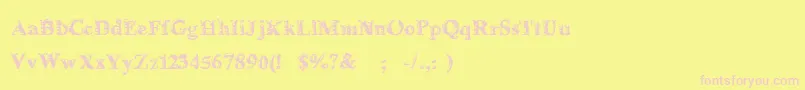 DelorimierRegular-fontti – vaaleanpunaiset fontit keltaisella taustalla