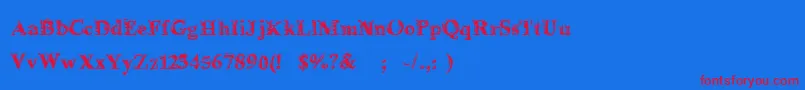 Czcionka DelorimierRegular – czerwone czcionki na niebieskim tle