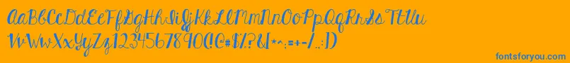 Kghardcandysolid-Schriftart – Blaue Schriften auf orangefarbenem Hintergrund
