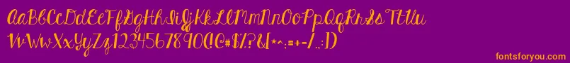 Kghardcandysolid-Schriftart – Orangefarbene Schriften auf violettem Hintergrund