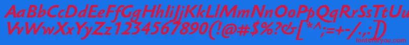 SebastiantextucfBolditalic Font – Red Fonts on Blue Background