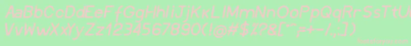 DiscreetInclined Font – Pink Fonts on Green Background