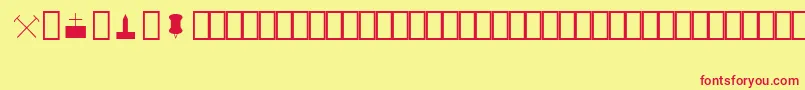 Czcionka MapinfoSymbols – czerwone czcionki na żółtym tle