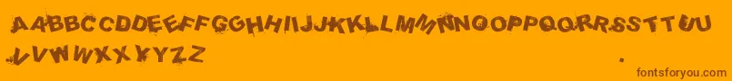 SammiesSansserifMixedup-Schriftart – Braune Schriften auf orangefarbenem Hintergrund