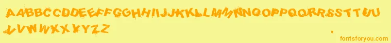 SammiesSansserifMixedup-fontti – oranssit fontit keltaisella taustalla