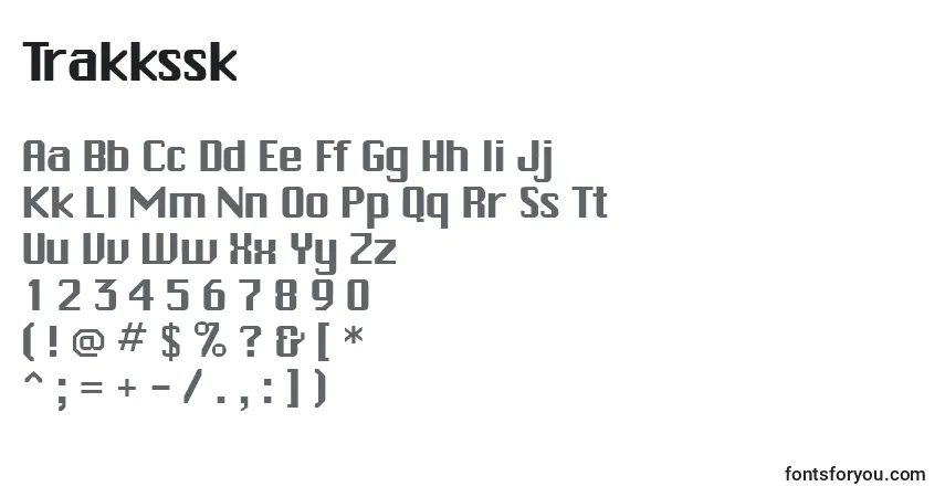 A fonte Trakkssk – alfabeto, números, caracteres especiais