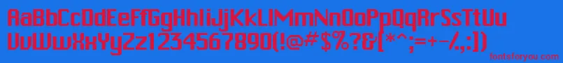 Trakkssk-Schriftart – Rote Schriften auf blauem Hintergrund