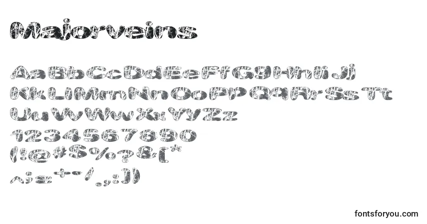 characters of majorveins font, letter of majorveins font, alphabet of  majorveins font